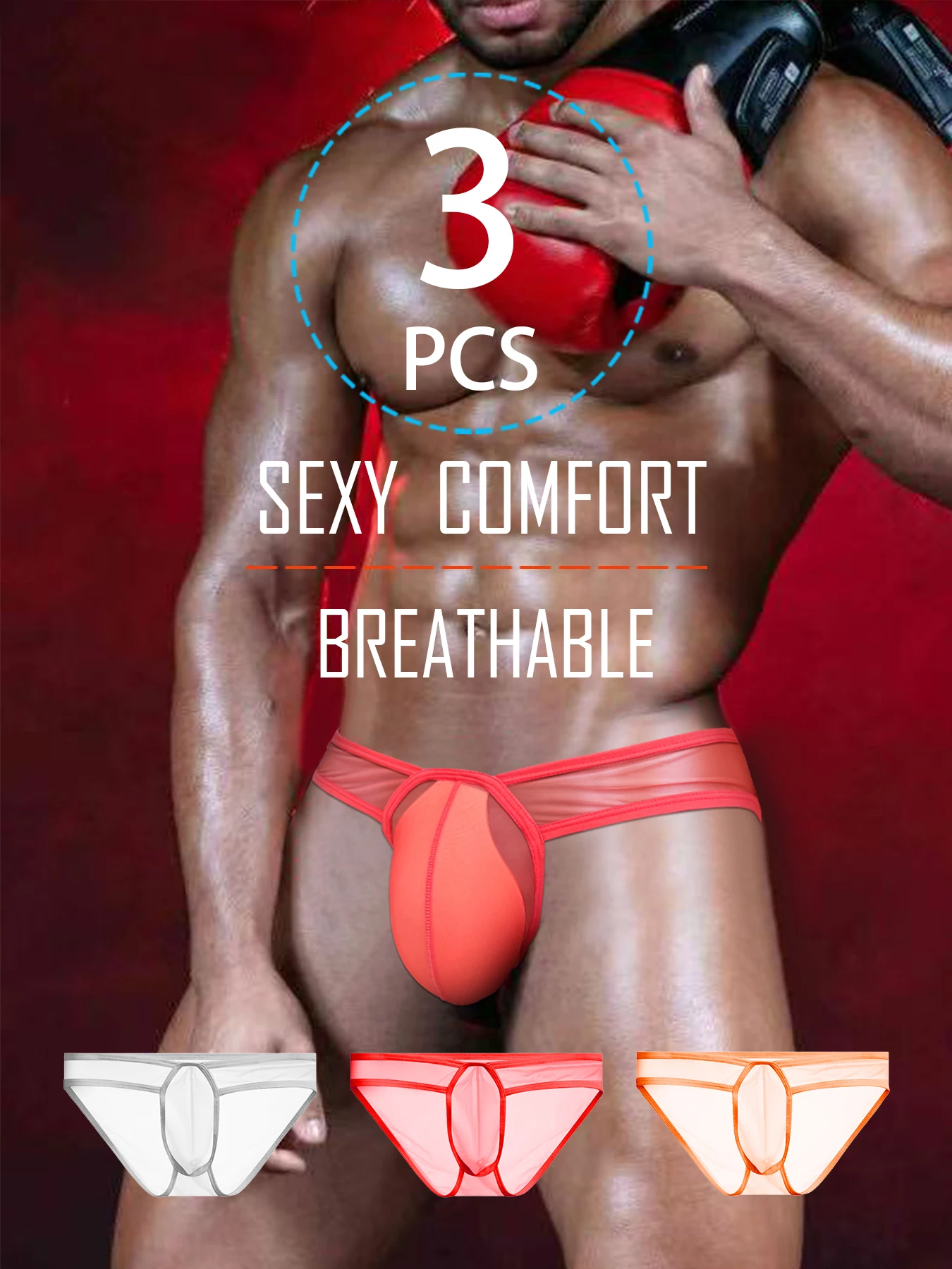 

1/3 шт., прозрачные мужские трусы из ледяного шелка, сексуальные с низкой талией, независимая большая сумка с карманами, выпуклое мужское тонкое сексуальное нижнее белье с высокими штанинами