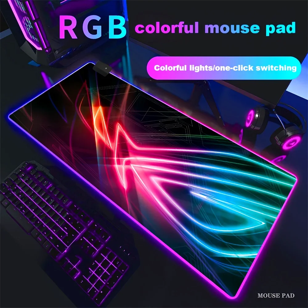 RGB LED Backlit Large Gaming Mouse Pad XXL 90x40cm Plus Table Pads Gamer Accessories 4mm Thick Non-slip Office Keyboard Desk Mat