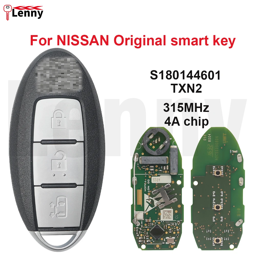 

Lenny FCC ID:S180144601 TXN2 315MHz 4A-chip car smart remote key with logo for NISSAN Quest Serena elgrand original key