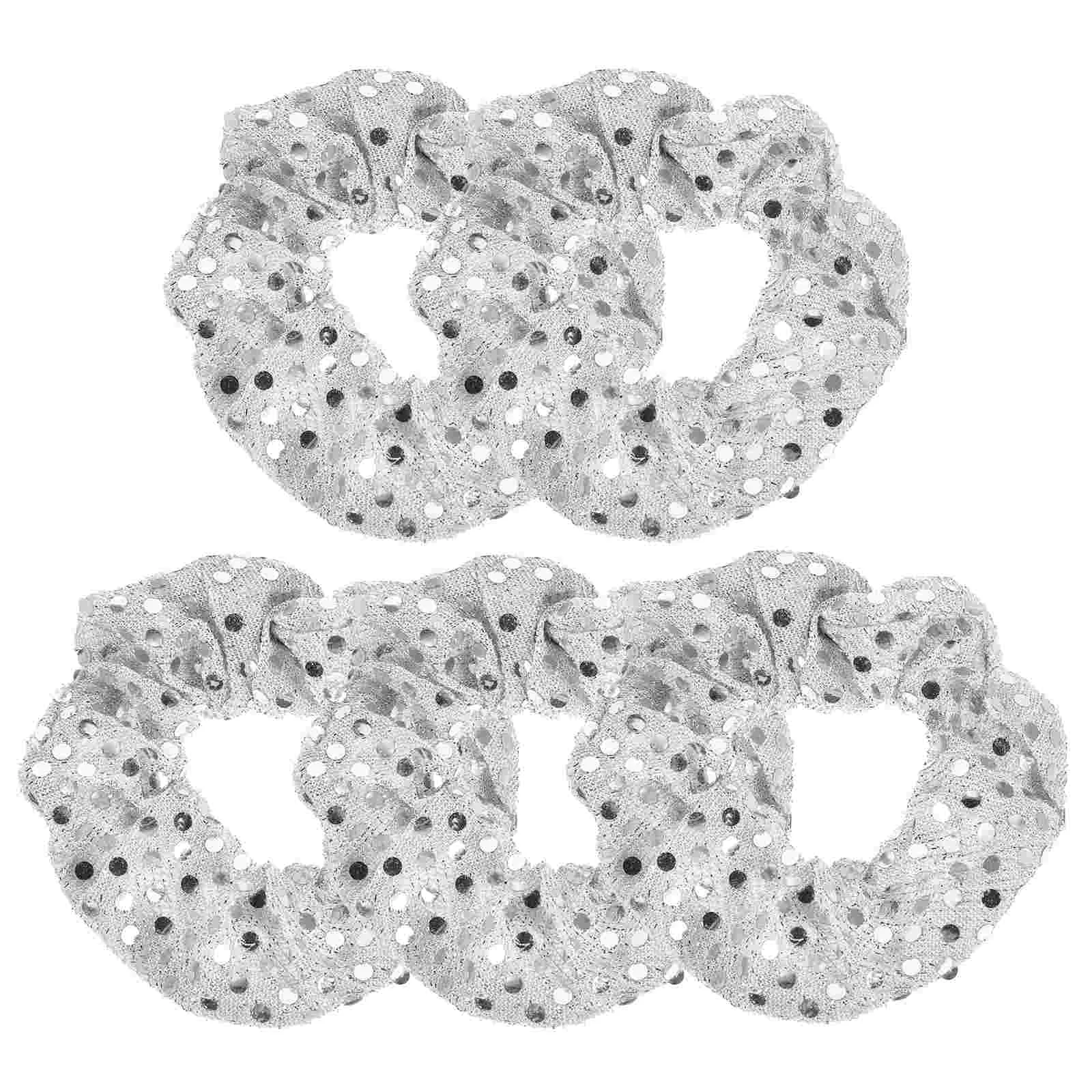 

Sequin Hair Tie Band Ponytail Holder Creative Elastic Christmas Silver Accessories