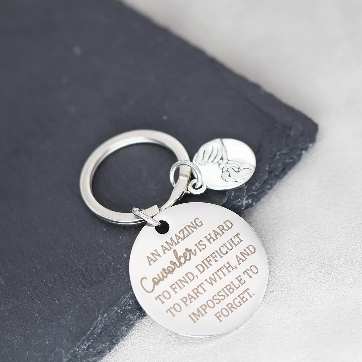 

Colleagues Leaving Gifts Keychain An Amazing Coworker Is Hard To Find Key Chains Stainless Steel Friendship Keyring Goodbye Gift