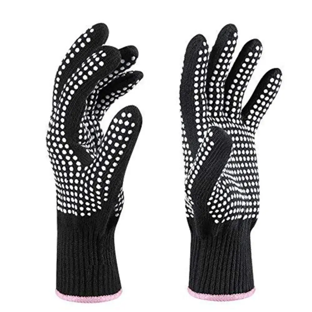 3Pcs Double Side Silicone Anti-Scald Gloves Five Finger Hairdressing Perm Curling Gloves Mittens Salon Hair Styling Tools