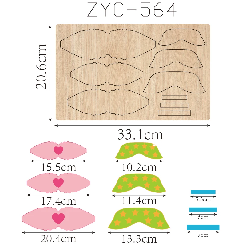 ZYC-564 bowknot Wooden Cutting Mold, Suitable for Die-Cutting Machines