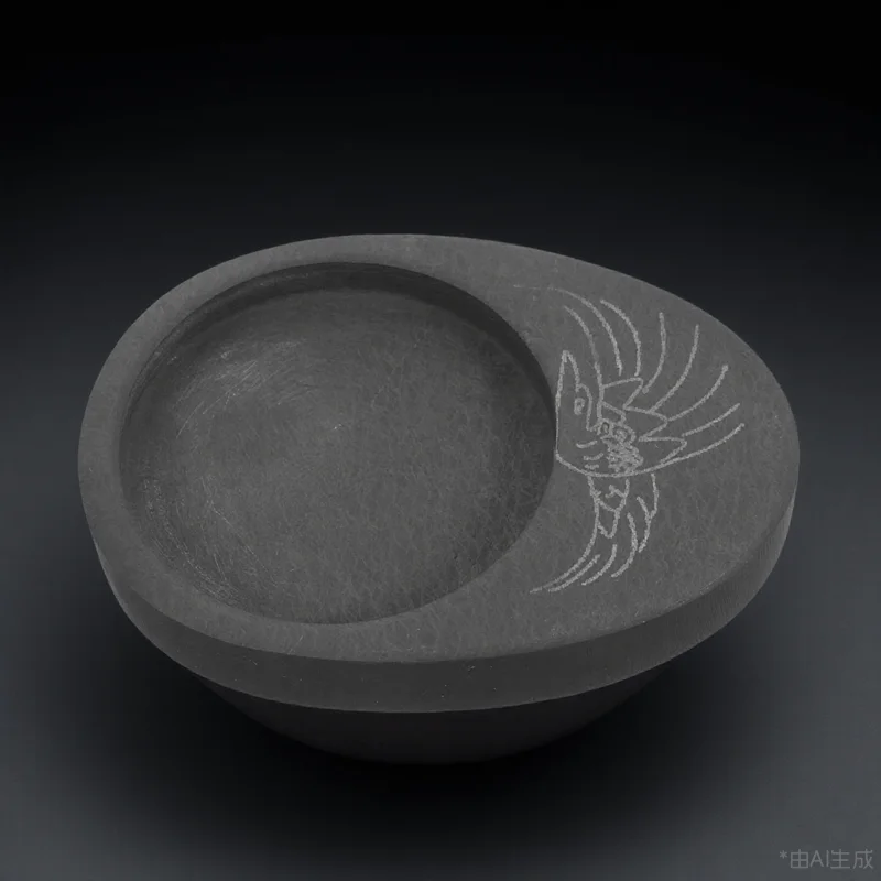 

Round Calligraphy Inkstone Ink Slab Fine Workmanship Durable Stone Retro Style Desk Decoration Gift Writing Lovers Chinese Ink