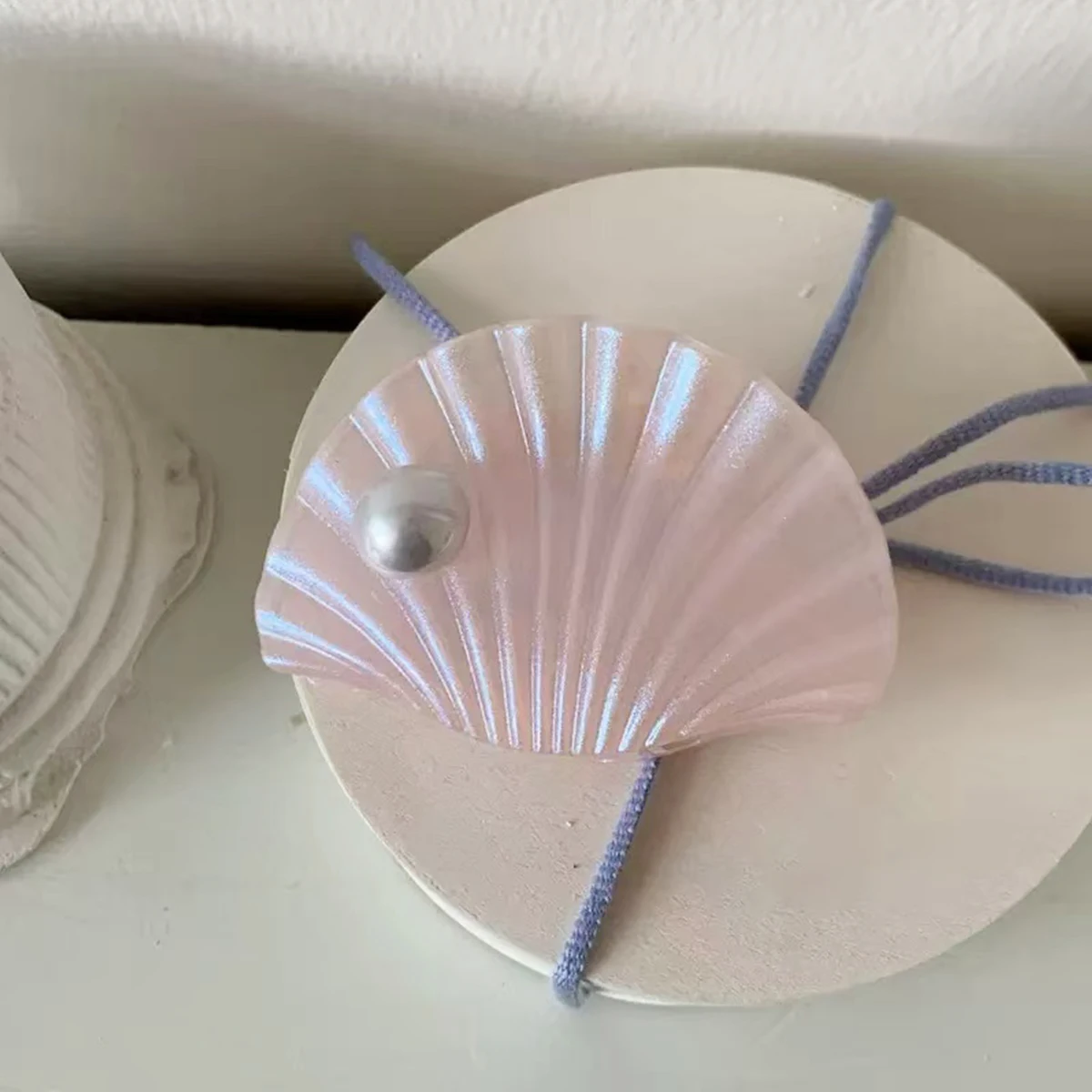 1 Stück Super Fairy Perlmutt-Muschel-Haarspange, neue Haarklammer, Haarspange für halbgebundenes Haar auf der Rückseite des Kopfes, Strand-Haarschmuck – Detail 7