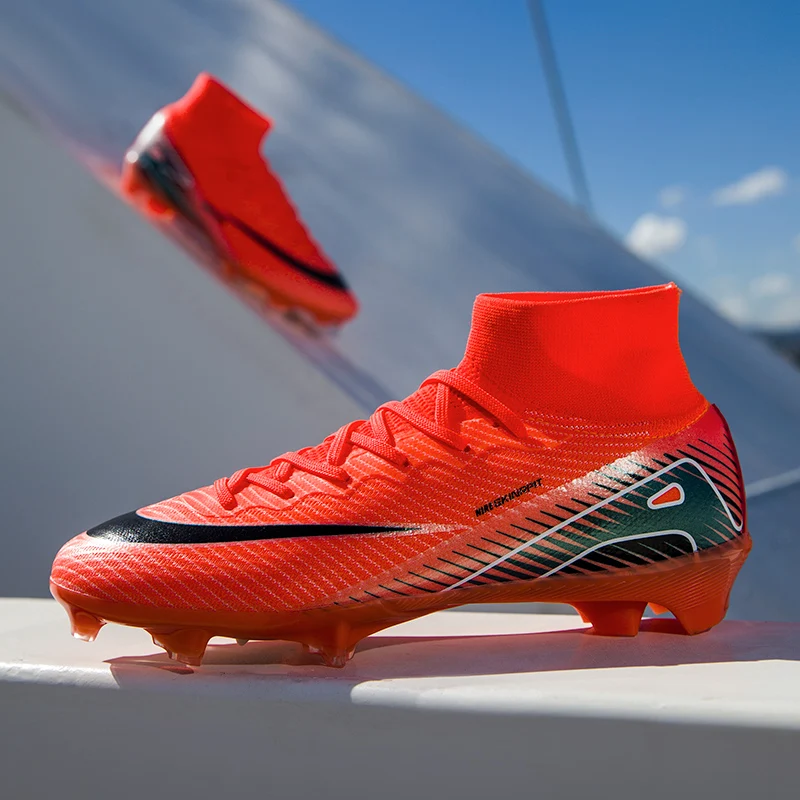 Soccer Cleats Boys Youth Training Football Cleats Athletic Outdoor Girls Soccer Shoes High-top Kids Football Shoes