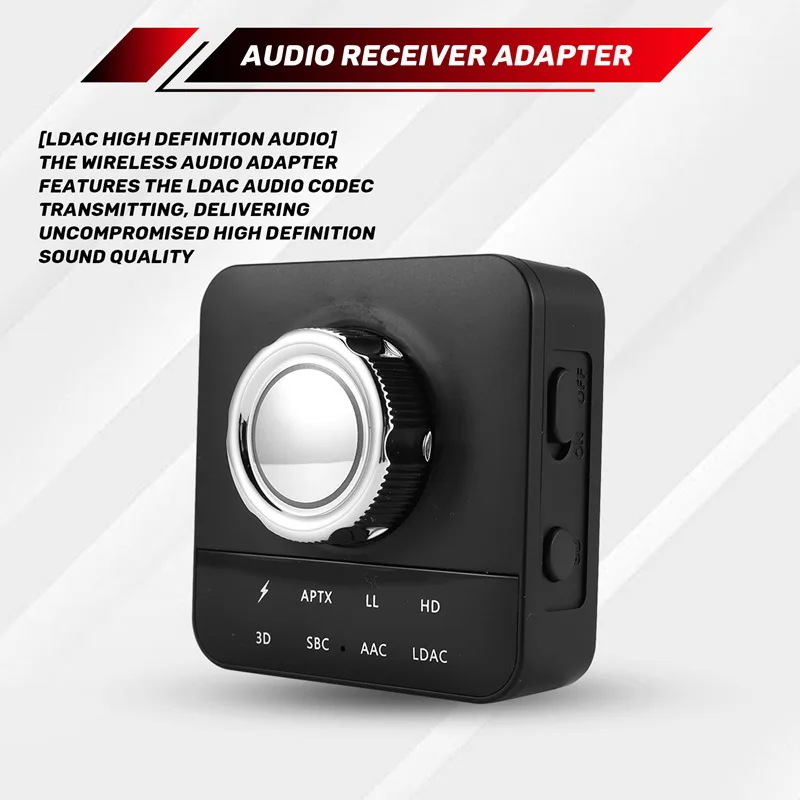 جهاز استقبال موسيقى بلوتوث 5.0 متوافق مع مع LDAC AAC 3D ستيريو Hifi محول صوت لاسلكي لـ RCA 3.5 مم AUX
