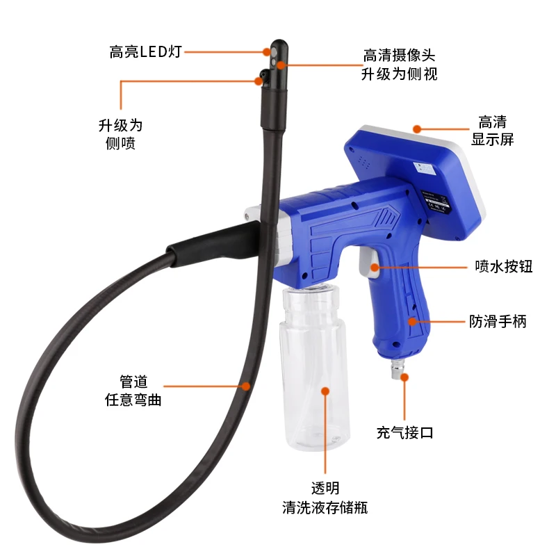 4.3 Inch Side-View Spraying Air Conditioner Cleaning Endoscope AC Cleaner Inspection Handheld Borescope Camera Visual Spray Gun