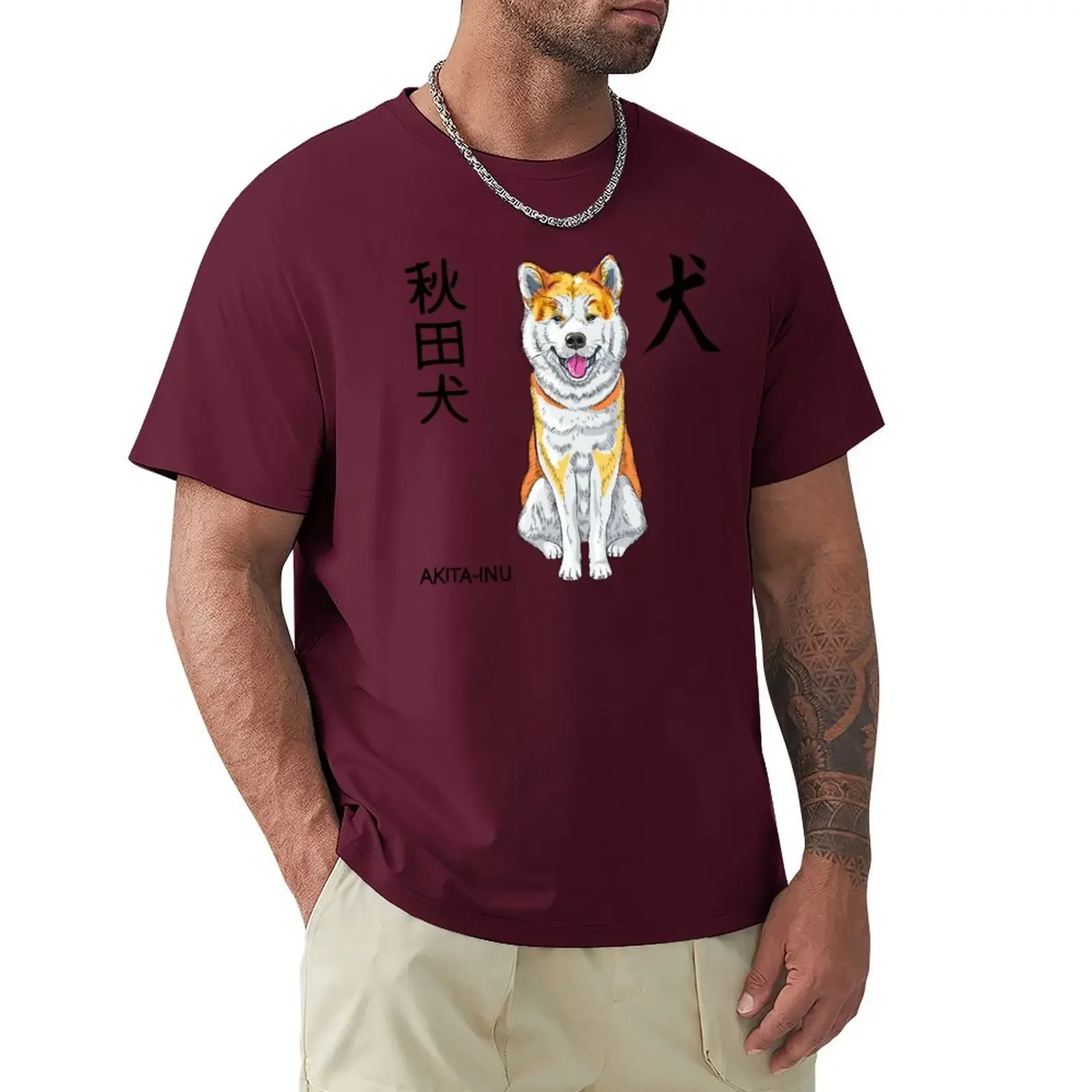 Summer harajuku custom t shirt heavyweight Akita Inu Japanese Dog smiles  funny anime animal Arrival prinfor boys sublime men