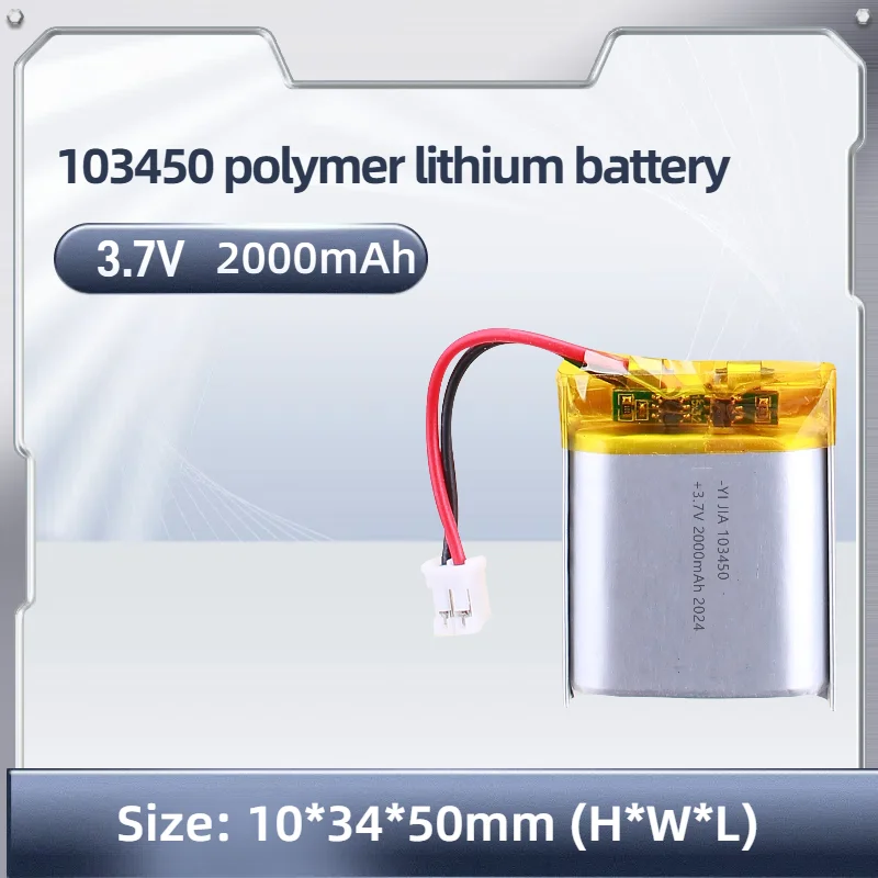 103450 High Capacity Lipo Battery 2000mAh 3.7V Rechargeable Lithium Polymer Battery for Small Home Appliances