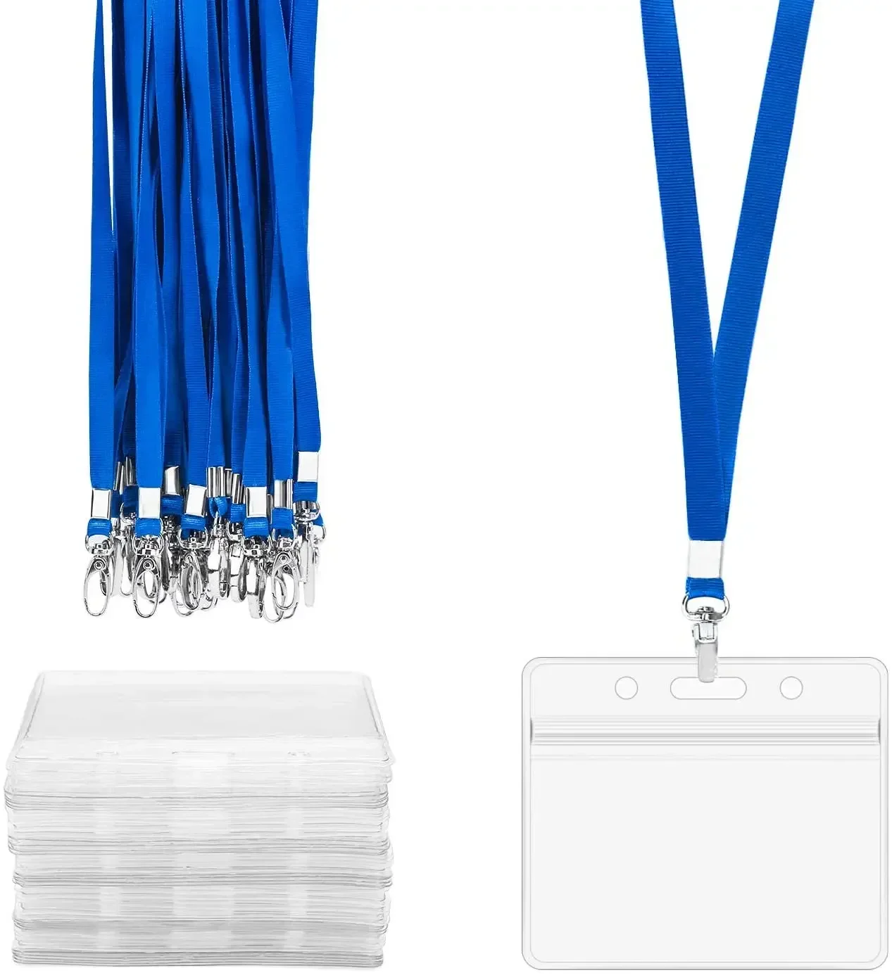100PCS Lanyards ID Badge Holder Id Badge Case Waterproof Sleeve Pouch Plastic Protector Plastic Clear Waterproof Name Plate