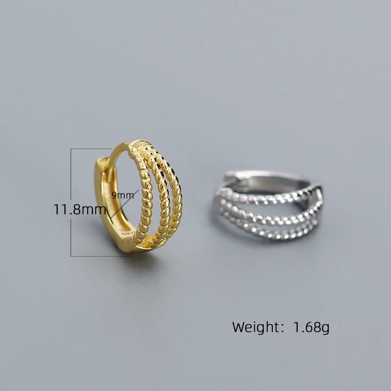 KAMIRA 925 Sterling Silver Unique Three Twist Rope Earrings for Women Luxury Chic Party Rock Punk Hug Earrings Exquisite Jewelry