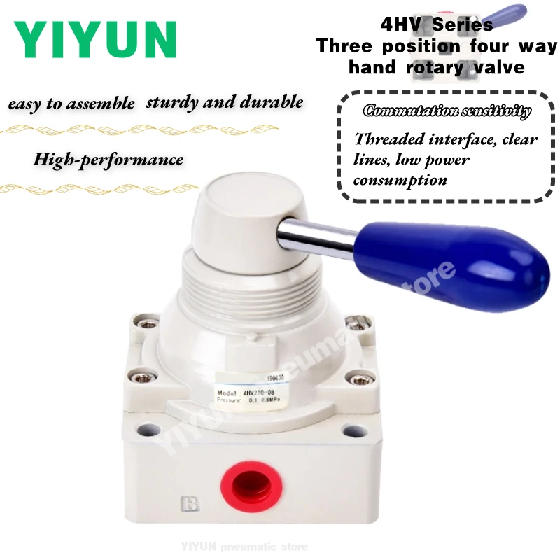 4HV410 4HV430 4HV210,4HV230,230C,4HV310,4HV330,330C-08,10 15-L,S,SL YIYUN Three position four way hand rotary valve 4HV Series