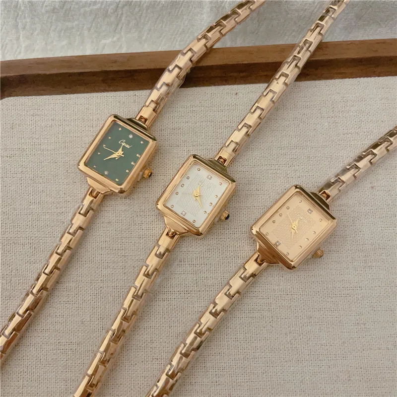 Women\'s Classic Vintage Green Banquet Watches Ladies Fashion Small Dial Wrist Watch Quartz Alloy Bracelet Clock A258