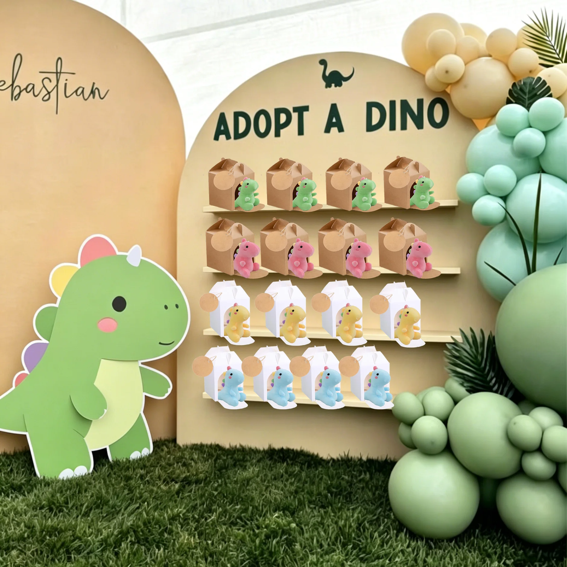 8-48Pcs Adopt a Dinosaur Party Favor Dinosaur Plush 4.7 Inch Dinosaur Stuffed Animal With Boxes Fence Card Kids Birthday Gifts