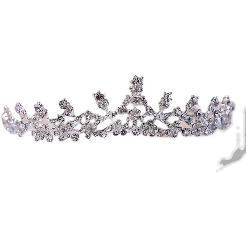 ブライダルクラウンティアラ光沢のあるラインストーン韓国の繊細な小さなボールヘッド甘いプリンセスヘアアクセサリー