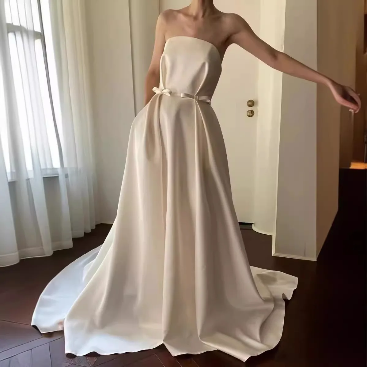 

Silk Satin Wedding Dr 2025 New Sle Slimming Ele Long Tail Engagement Ceremony Autumn Winter Bridal Gown Cus Made