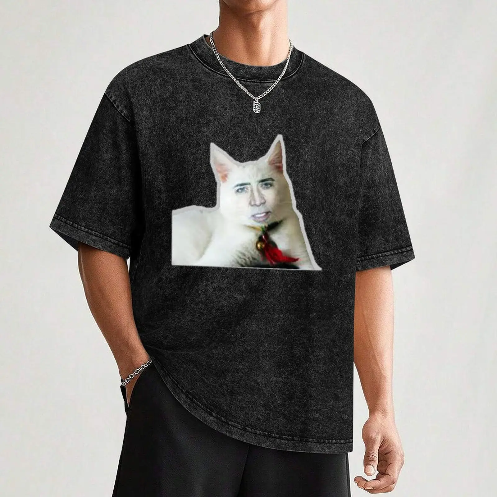 Nicolas Cage as Cat - Nicholas Cage - Nick Cage - Nic T-Shirt heavyweights kawaii clothes tshirts for men