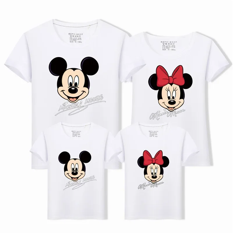 Summer Family Matching Outfit Mickey Minnie Mouse Mommy Daddy Kid Son Daughter Baby T-Shirt Family Look Clothes Children Top Tee