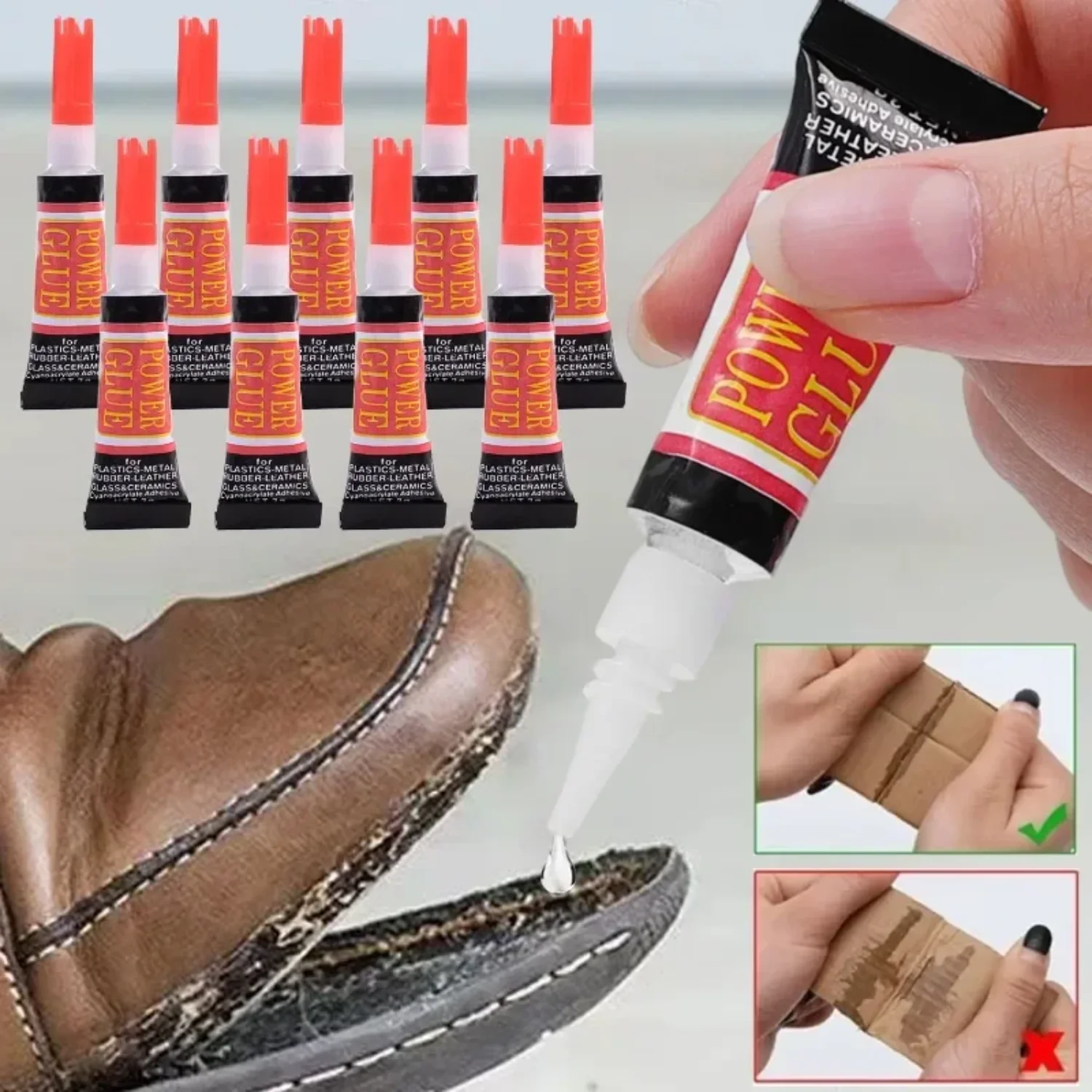 502 Flüssiger Sekundenkleber, Cyanacrylat-Klebstoff für Extrem Starke Haftung an Schuhen, Leder, Holz, Metall, Glas, Gummi, Sofortige Verbindung, Nagelgel