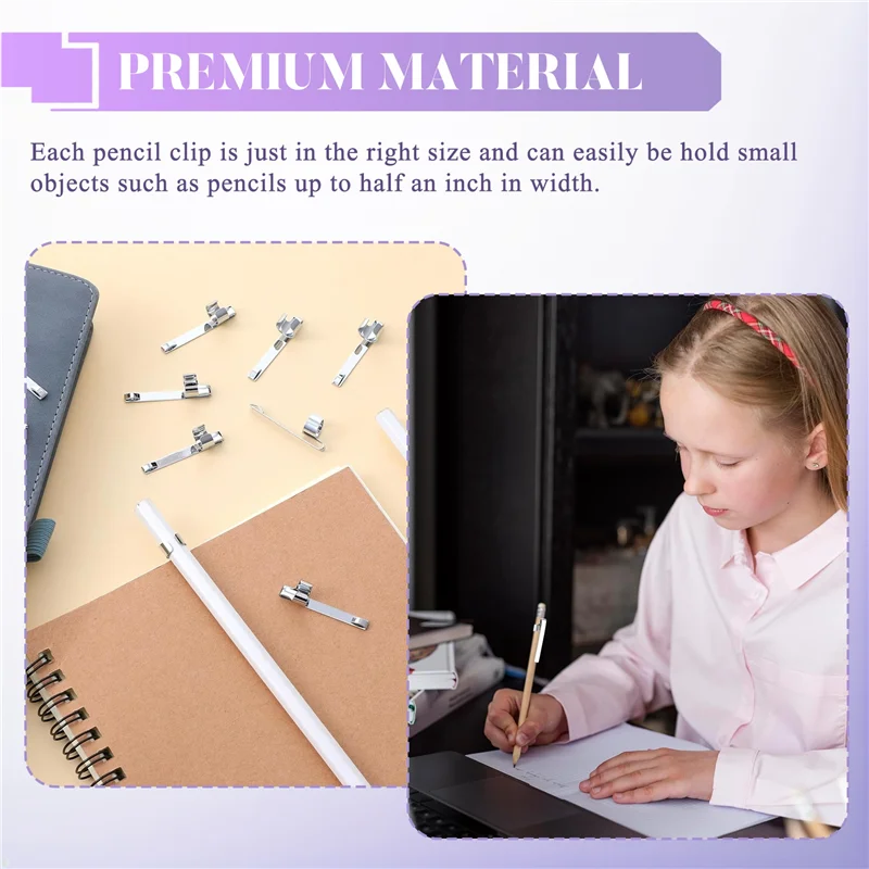 A42Z-Metal Pencil Clips Slide On Pencil Pocket Clips Snap In, Pencil Holder Clip Metal Hangable Portable Pencil Clips, 60 Pcs