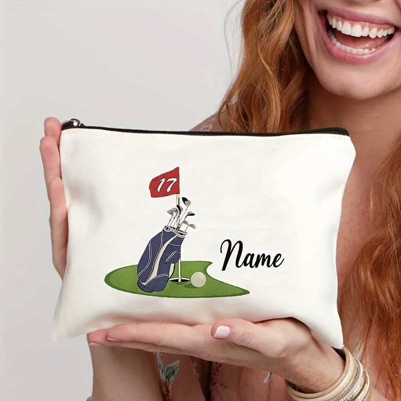 

Personalized Golf Pattern for Makeup Bag, Travel Toilet Storage Bag, Cosmetic Pouch for Makeup Lightweight Case Custom Namebag,