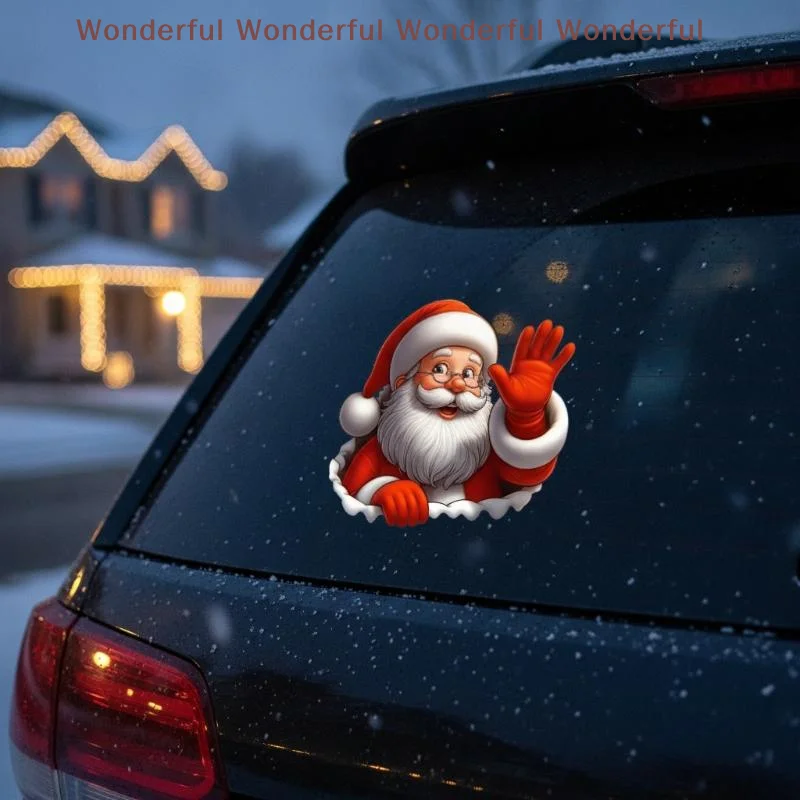1pc Waving Sticker,3D Self-Adhesive Decal, Suitable For Christmas PVC Car And Window Vinyls, Ideally On Glass/Metallic Surfaces