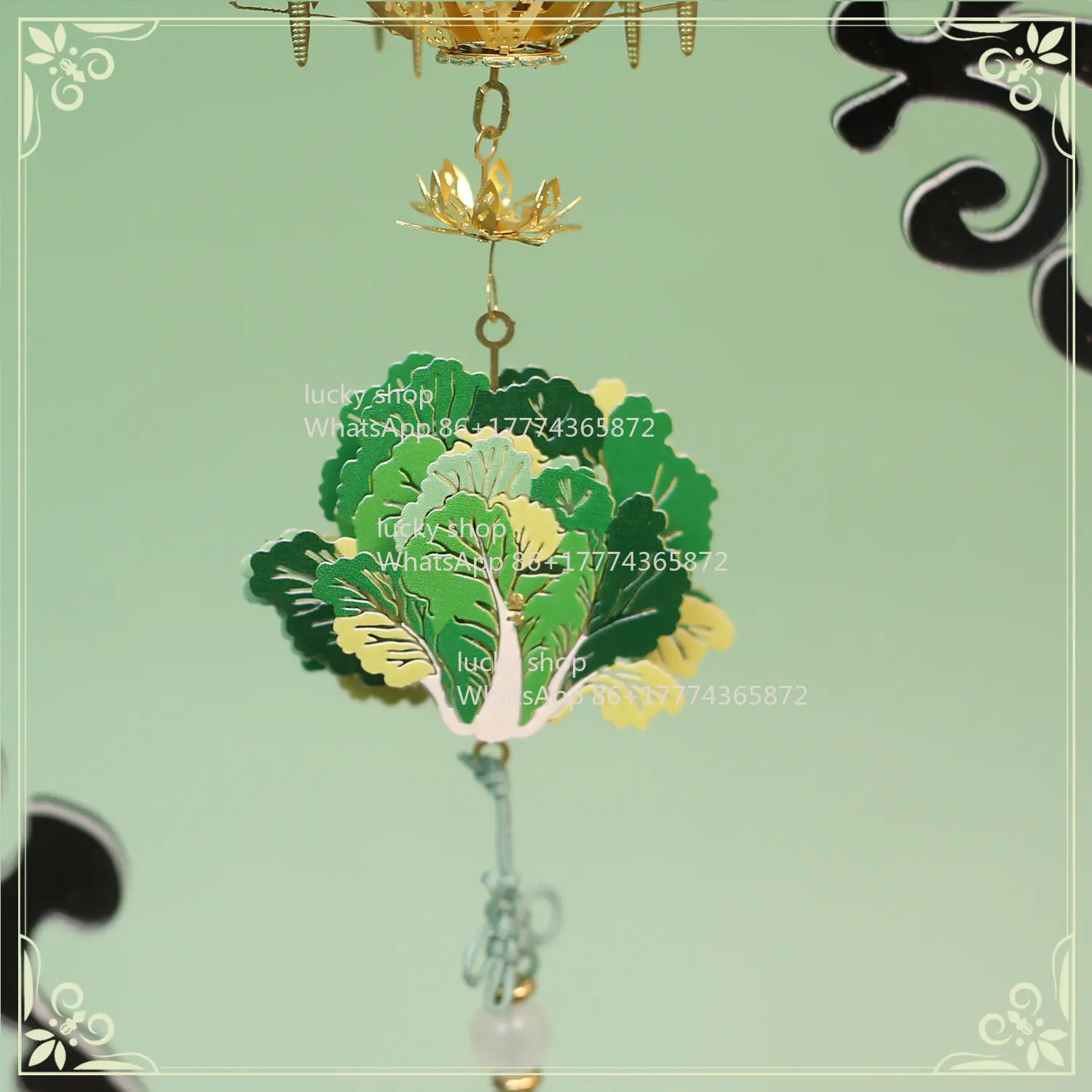 

Jade Leaf Emerald Incense Sachet Pendant, Crystal Gourd 3D Metal Hand Assembled Model, Home & Jewelry Decor