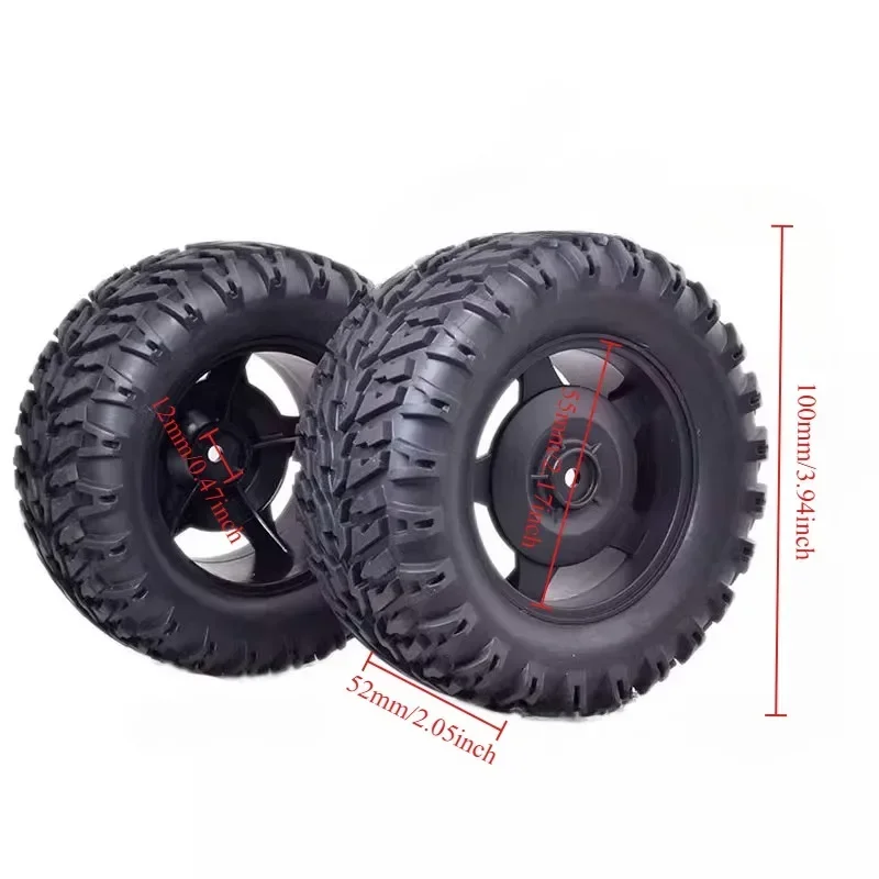 4 pezzi 104mm diametro lager piede ruota in gomma pneumatico con 12mm esagonale per 1/16 MJX Hyper Go H16 16207 16208 16209 16210