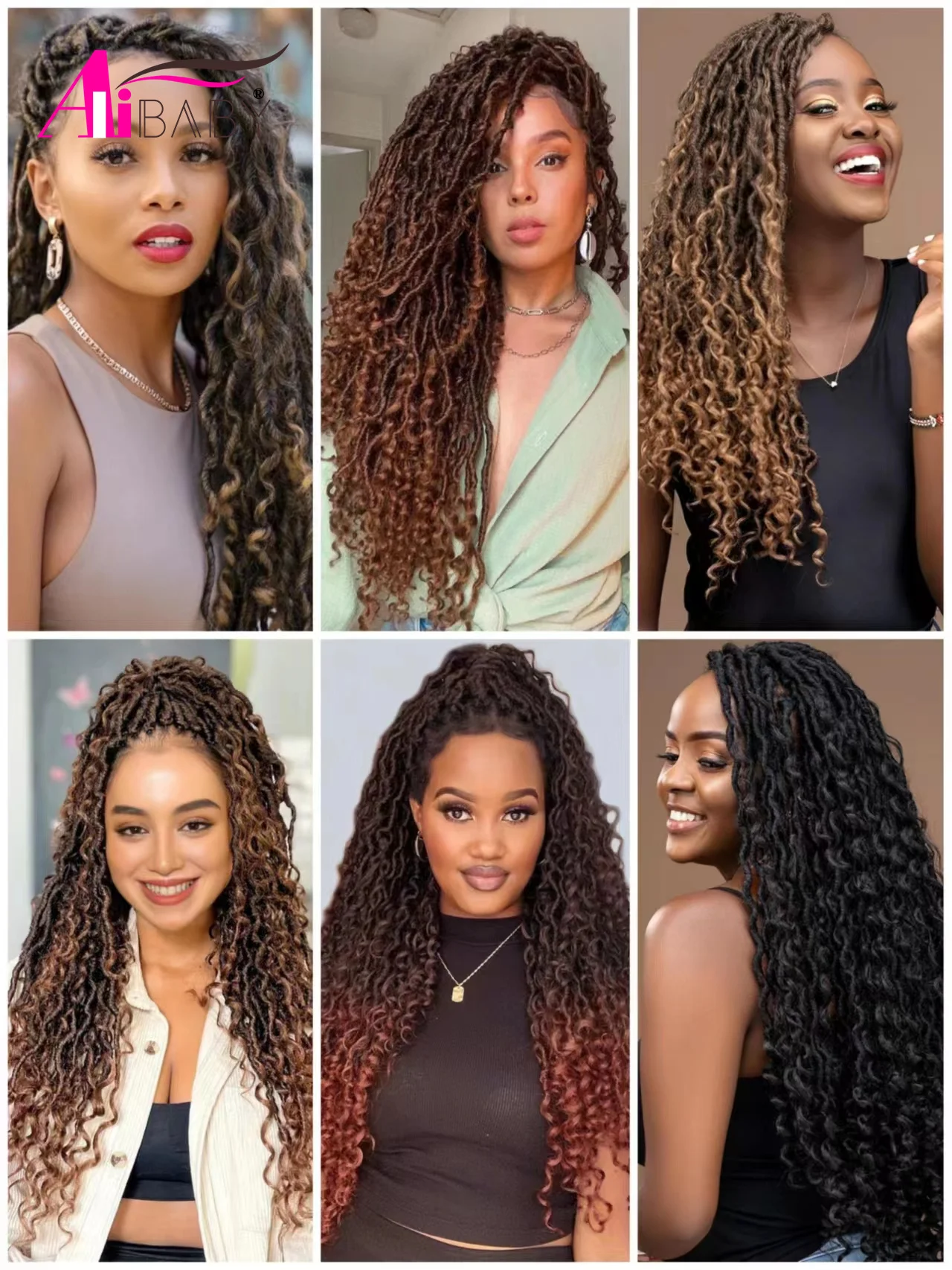 Synthetic Crochet Braids Hair Goddess Faux Locs Crochet Hair Extensions Ombre River Locs With Curly Hair For Women Alibaby