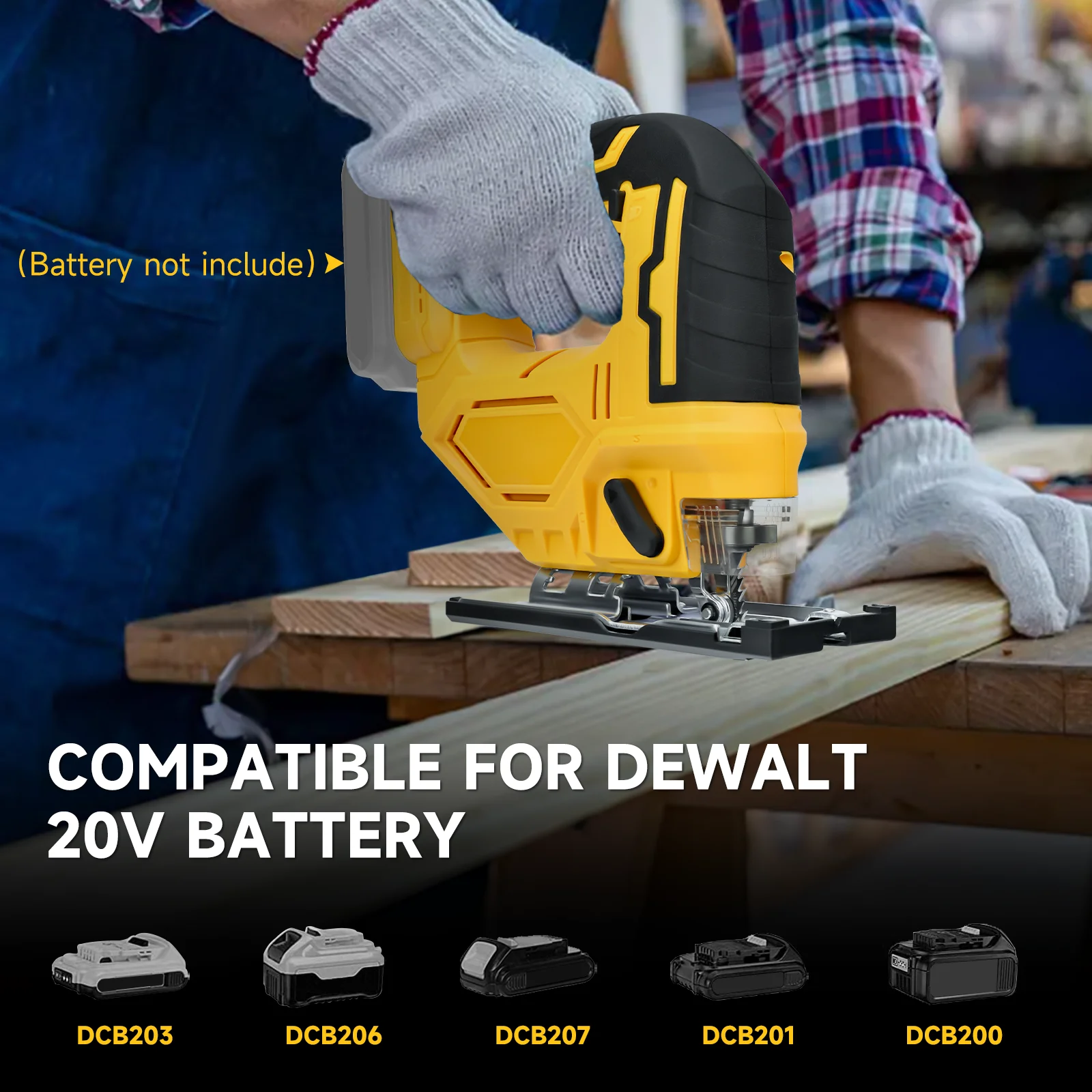 Adjust Angle Jig Saw Multi-Function Variable Speed Cordless Electric Woodworking Tools with Saw Blade For Dewalt 20V Battery Pin