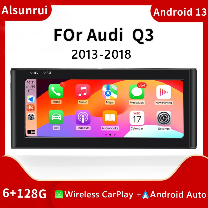 Snapdragon 665 Wireless Carplay Android 13Car Multimedia Player For Audi Q3 2013-2018 Radio Screen Stereo GPS Navigation Audio