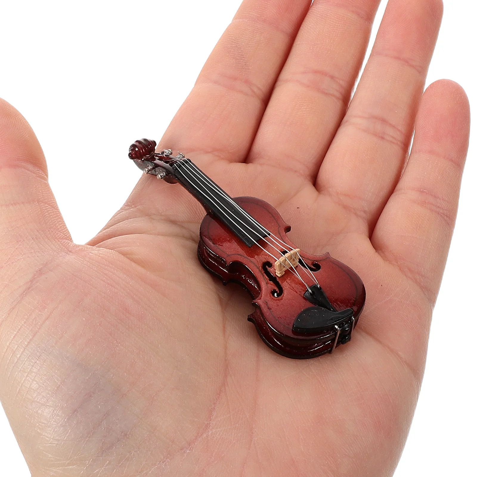 

Miniature Violin Ornament Wooden 7Cm Tiny Musical Instrument Decoration for Desktop Bookshelf Collectors Mini Violin Bow Toy