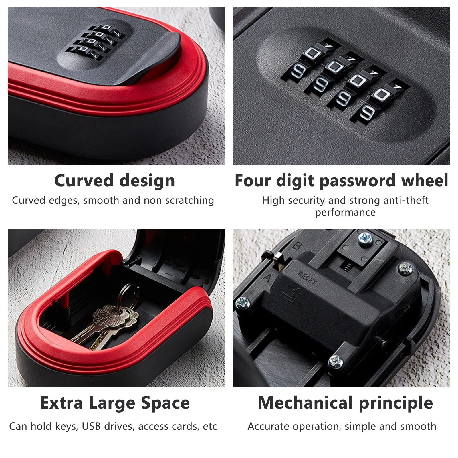 Imagem -06 - Waterproof Wall Mount Key Lockbox Plastic Porta Key Storage Password Box para Garagens