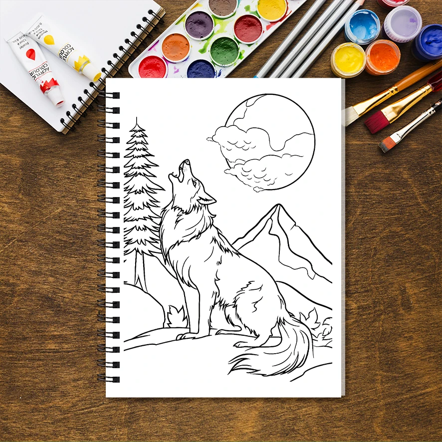 Adult Coloring Book - 8.3x 11.2 Inch 32 Page Canine Coloring Book - Helps Reduce Stress and Ease Emotions
