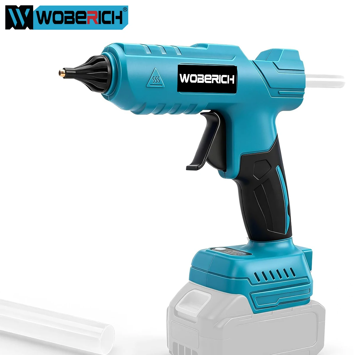Cordless Hot Glue Gun Battery with 2x 11 mm Glue Stick, Quick Heating Hot Glue Gun Wireless for DIY, Crafts, Home (No Battery)