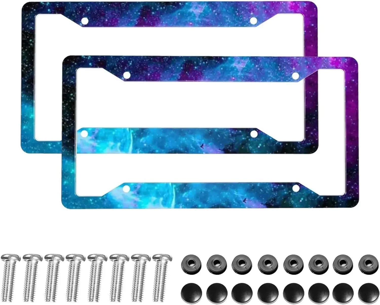 

Рамка для номерного знака автомобиля с рисунком синего звездного неба, 2-упаковка держателя номерного знака с 4 отверстиями, рамка для автомобильной бирки для женщин и мужчин, транспортные средства США