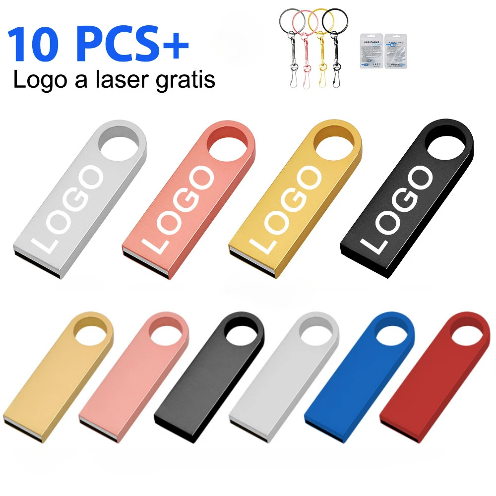 LOGO personalizzato 10 PZ LOTTO Pendrive USB 2.0 Flash Drive 64 GB 32 GB Pen drive ad alta velocità 16 GB Memory stick Regalo creativo U disco