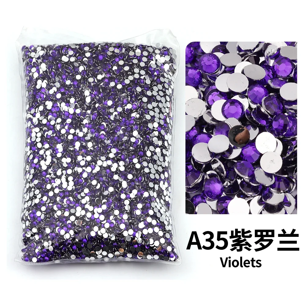 violette 2–6 mm Harz-Strasssteine ohne Fixierung, Großhandel mit flacher Rückseite, Kunststoffkristalle, Nagelbesatz, Kristalle zum Basteln