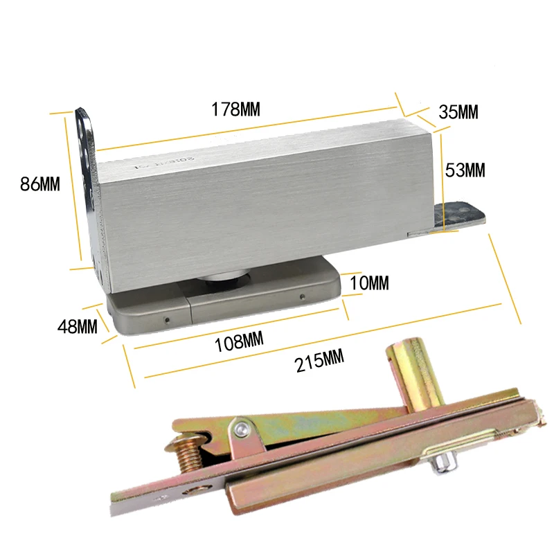 Large 2Sets Heavy Door Pivot Hinge 360° Rotary 90° Positioning Hydraulic Buffer Floor Spring Hinge Hidden Soft Close Door Hinges