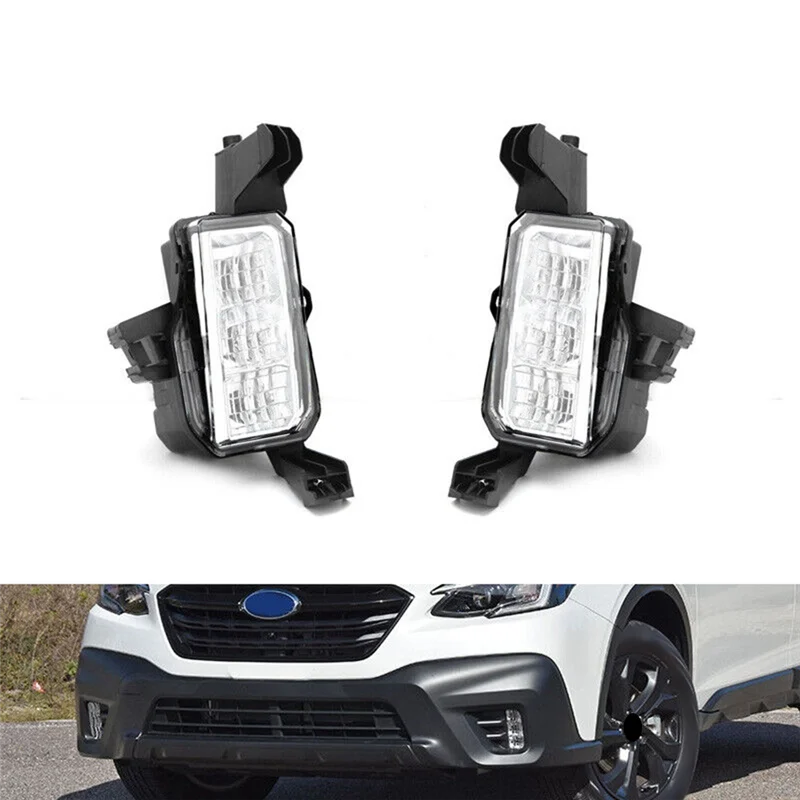 Car Front White LED Daytime Running Lights Fog Lights Front Bumper Bar Lights for 2020-2022 Subaru Outback