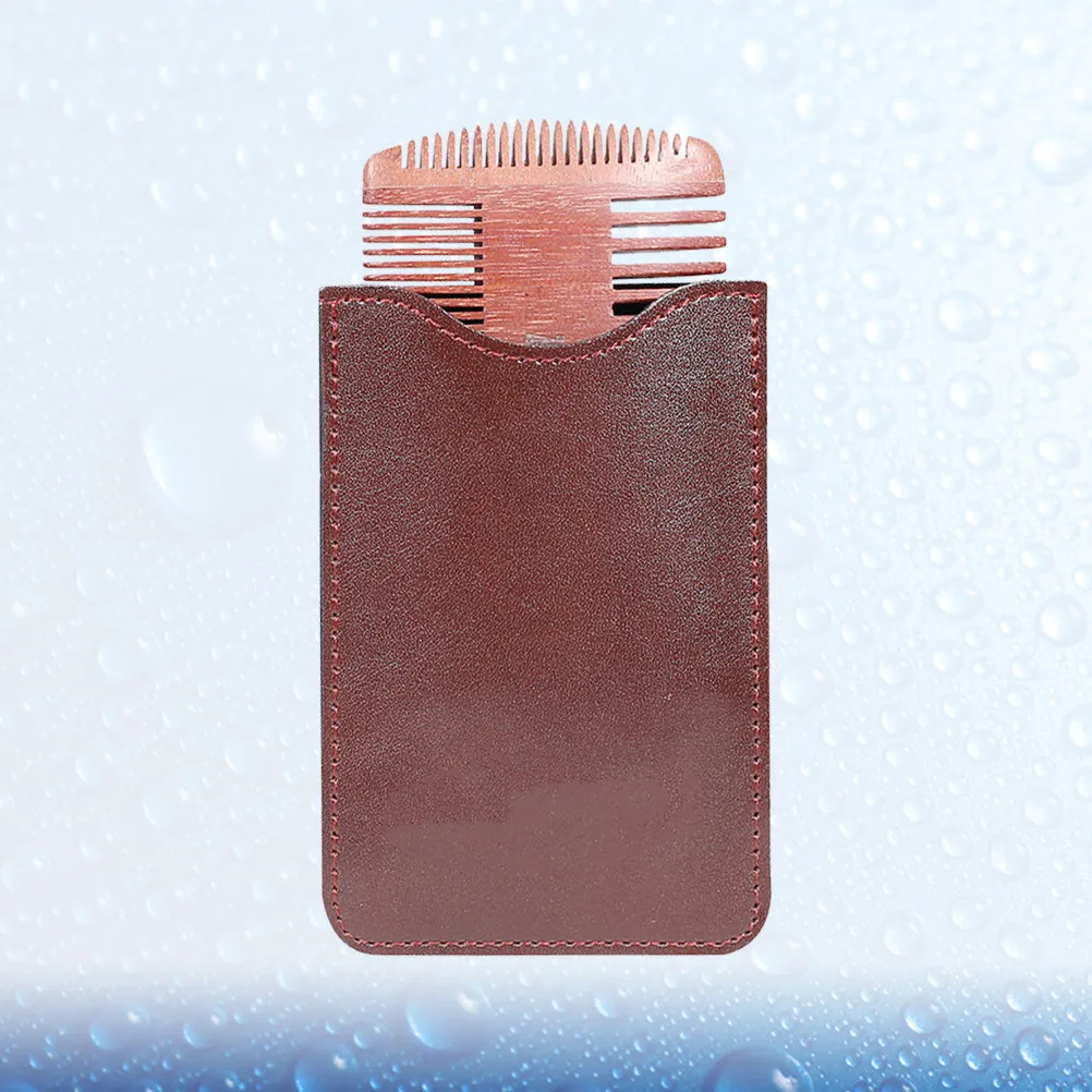 Double-Sided Beard Comb Thick Wood Natural Anti Static Beard Grooming Comb Mustache Styling Smooth Shape Fine Coarse Teeth Brown