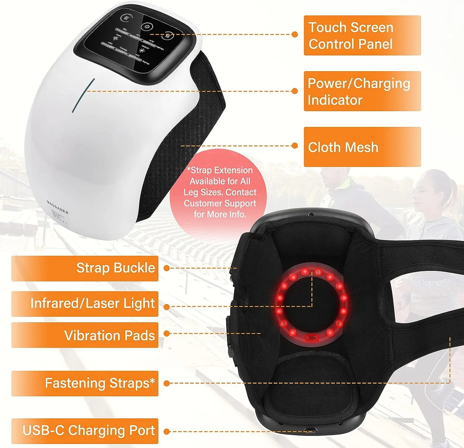 Cordless Knee Massager Infrared and Vibration Knee Pain Relief for Swelling Stiff Joints Stretched Ligament and Muscles Injuries