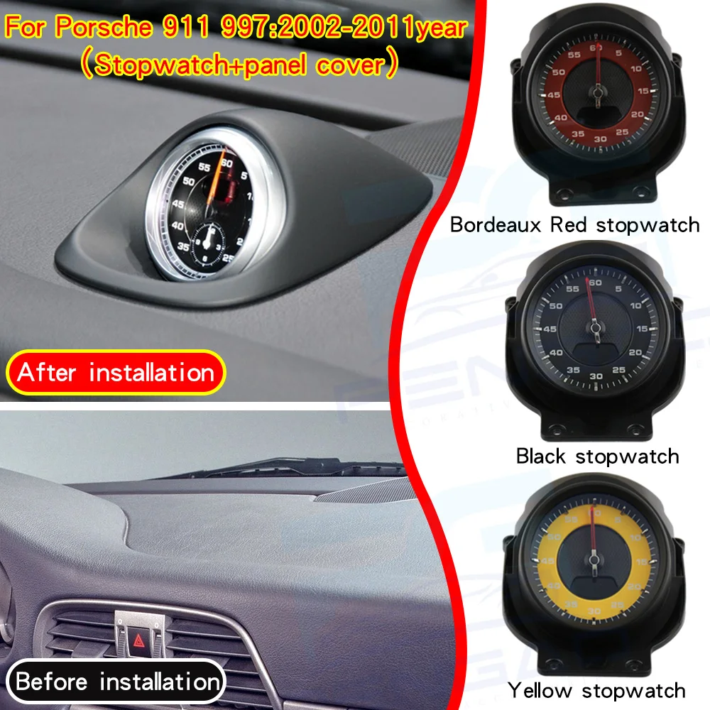 For Porsche 911 997 Car Dash Clock Watch Dashboard Stopwatch Cover Chrono Interior Car Modification Parts Automatic Transmission