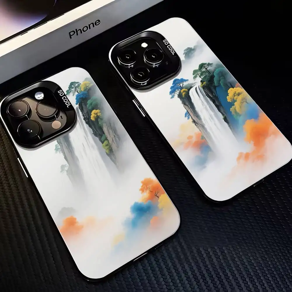 

Ink painting Phone Case For iPhone17,16,15,14,13,12,11 Plus,Pro Max Black Matte Shockproof Cover