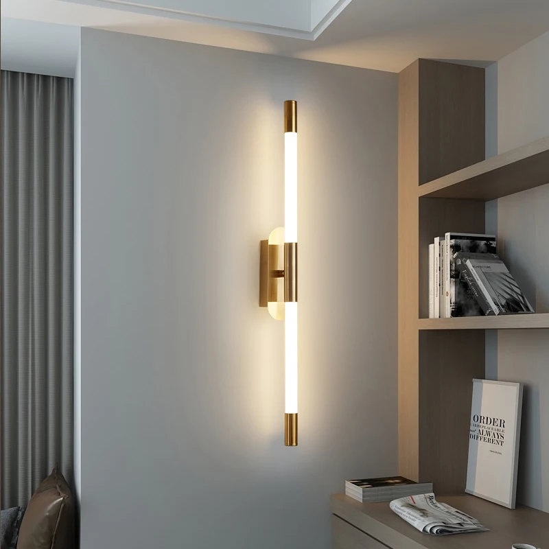 Nordic Modern Double-headed Wall Lamps Golden Black Minimalist Creative Corridor Staircase Living Room Bedroom Bedside Led Light