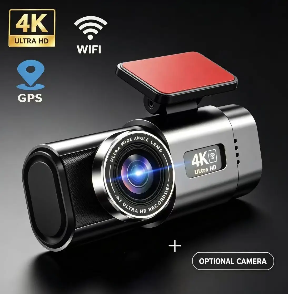 YanAbode 4K Car Dash Cam WiFi GPS Support Optional Rearview Camera Wide Angle Night Vision Car Video Recorder DVR