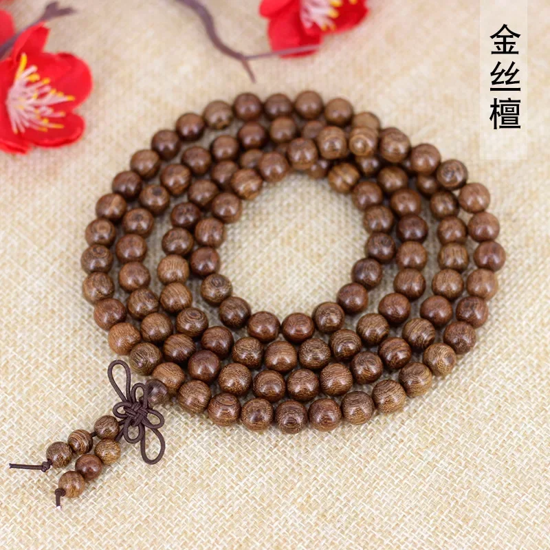 Silk sandalwood bracelet 0.8 sandalwood rosary text play jewelry old wood Buddhist beads hand string male female lovers jewelry