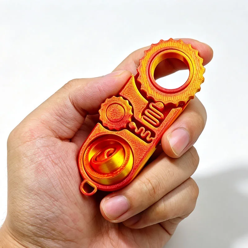 Multifunction 3 IN 1 Fingertip Ring Fidget Click Slider Gear 3D Printed Toys Focus Stress Relief ADHD Anxiety Calm Down