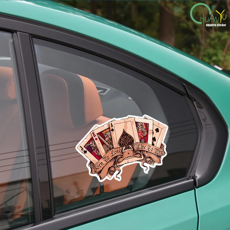 Funny Car Sticker Retro Poker Joker Skeleton Spades Ace Anime Decal Decor for RV Auto Motocross Racing Laptop Trunk Wall view 6